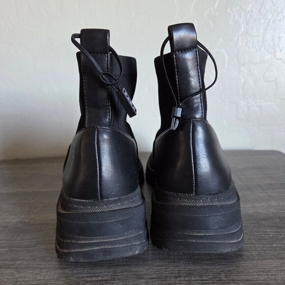 Zara Front Zip Knit Sock Combat Boots Black Size 9 EU 40 Chunky Moto Biker Goth - Picture 6 of 11